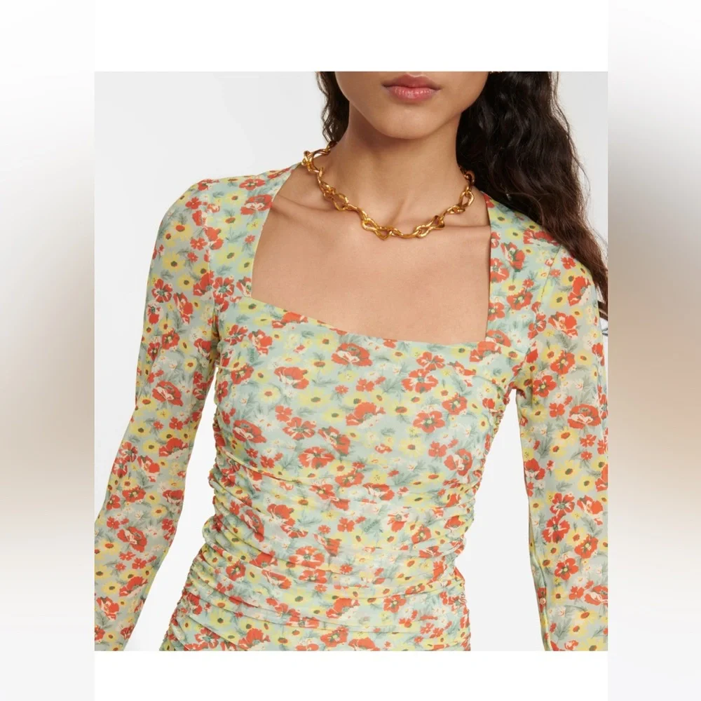 Ganni Floral Print Mesh Top - Picture 3 of 3